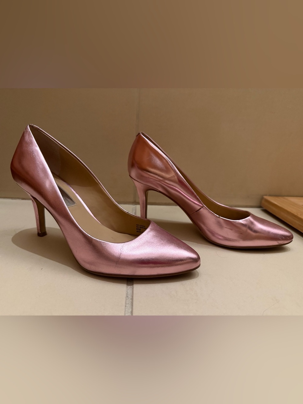 INC International Concepts Metallic Rose Pink Pointed-Toe Pumps